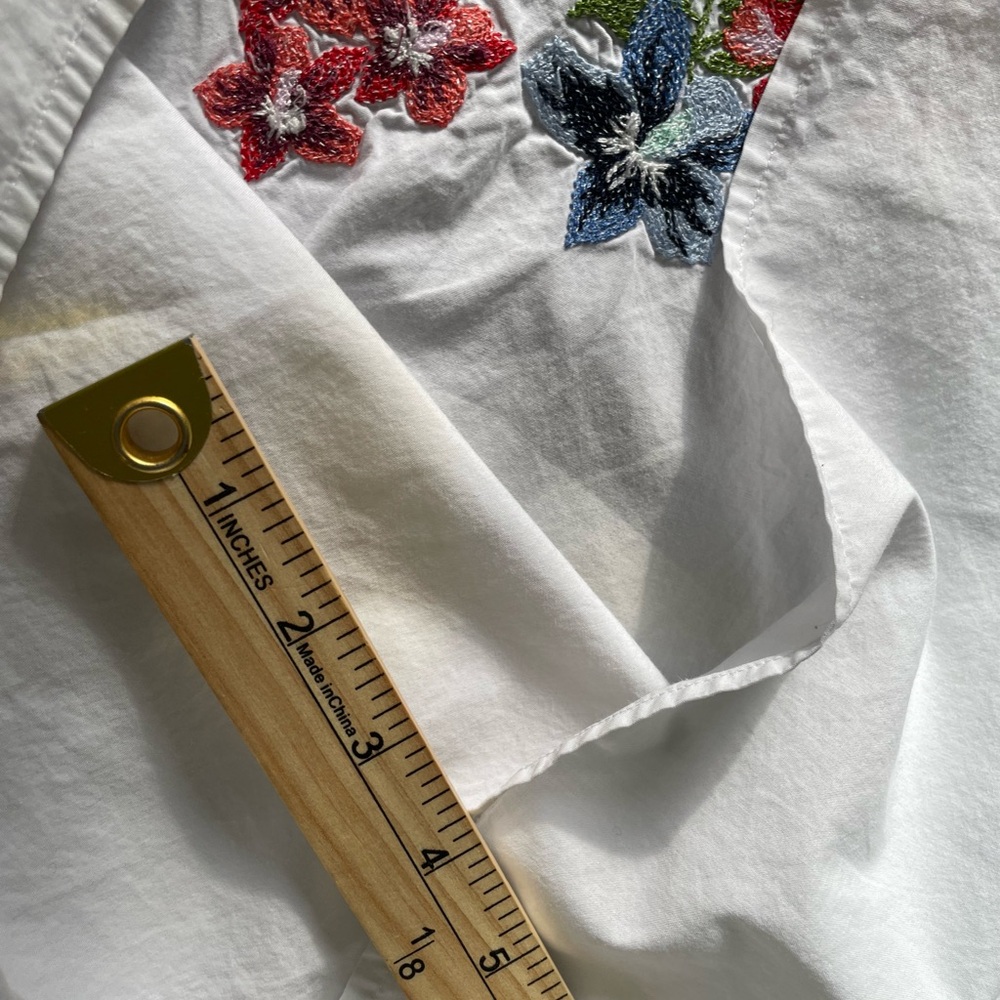 Talbots White Floral Embroidered Boho Peasant Blouse - Picture 6 of 6